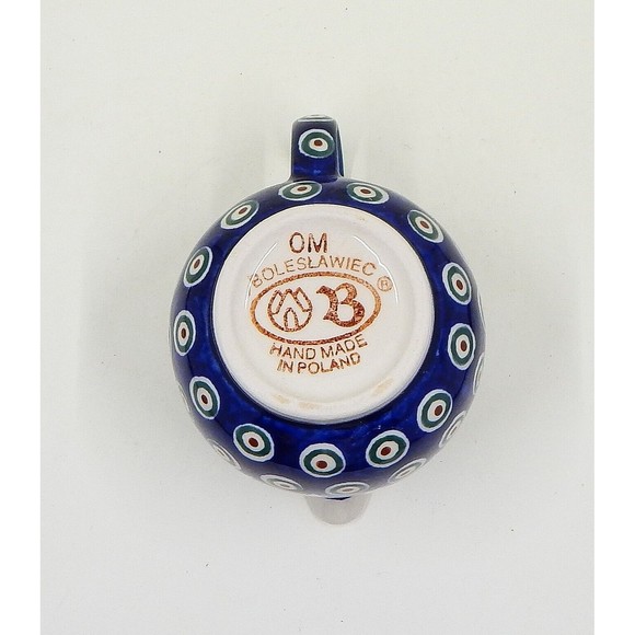 Zaklady Boleslaweic Polish Pottery Peacock Feather Bubble Creamer Pitcher Jug - Picture 6 of 10